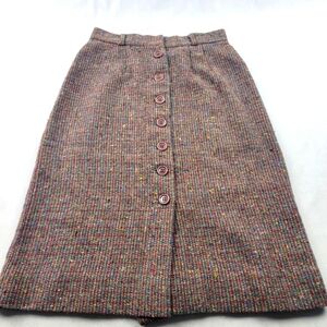 Vintage Classic of Boston multicolored wool blend button-down skirt